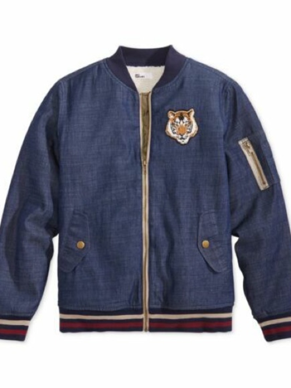 Epic Threads Navy Bomber Jacket with Tiger Patch